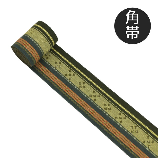 Os363 裂織 角帯 壱男角帯5681 本絹博多織К弩級の逸品 濃紺に銀 裂取り