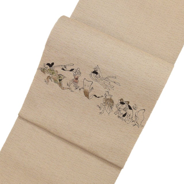 新品・未着用★召しませ花 麻の名古屋帯 金魚 流水 ライトグレー 新品・未着用☆召しませ花 麻の名古屋帯 金魚 流水 ライトグレー