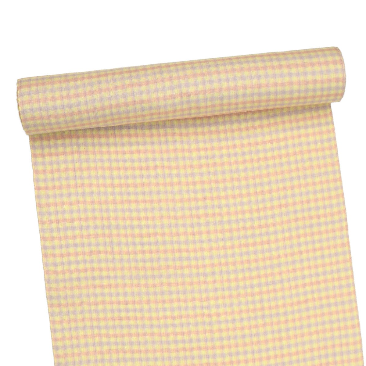 正絹米沢紬 紅花 正絹 米沢紬 紅花使用 オレンジ小格子 | おべべほほほ