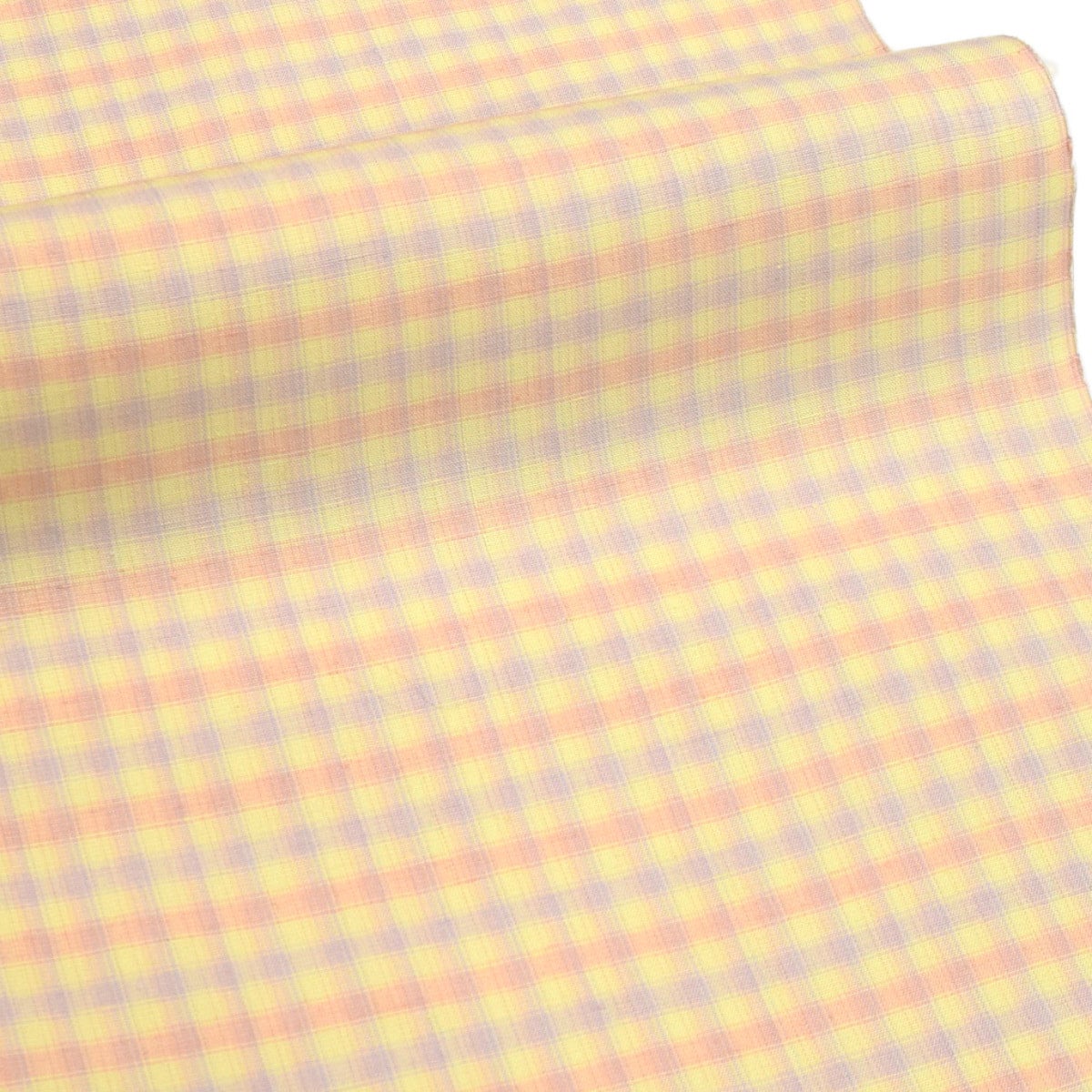 正絹 米沢紬 紅花使用 オレンジ小格子 | おべべほほほ