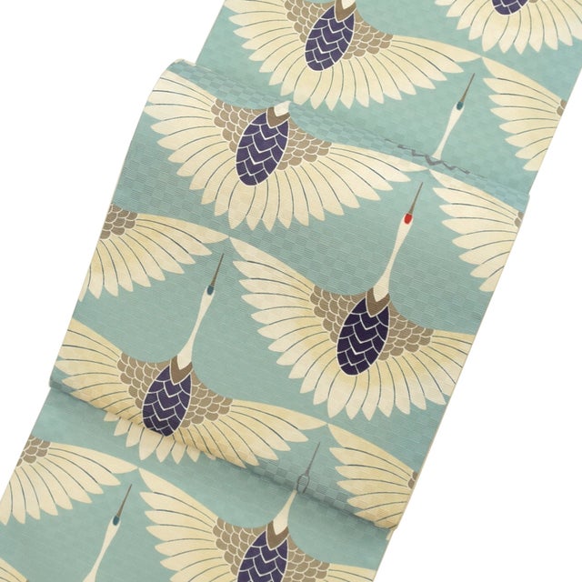 新品・未着用★召しませ花 麻の名古屋帯 金魚 流水 ライトグレー 召しませ花 – 無重力着付け