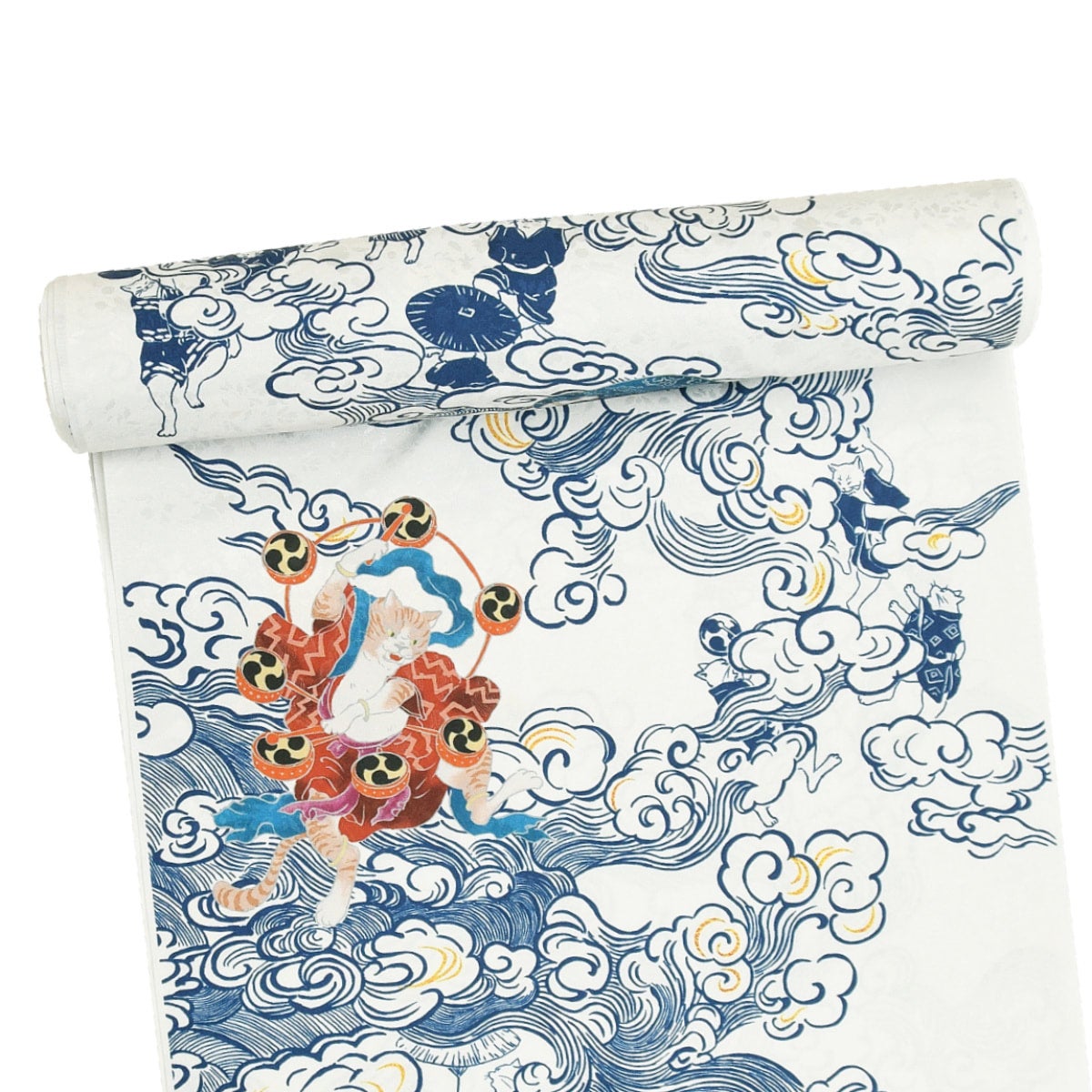 撫松庵　猫獣戯画　楊柳　替え袖 bayk0632-05.jpg