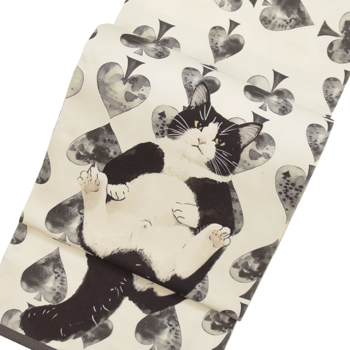 平和屋着物●半幅帯　紬地　すくい織　ワンポイント　猫　芝翫茶色　正絹　逸品　CABB0581hy 平和屋着物○半幅帯 紬地 すくい織 ワンポイント 猫 芝翫茶色 正絹