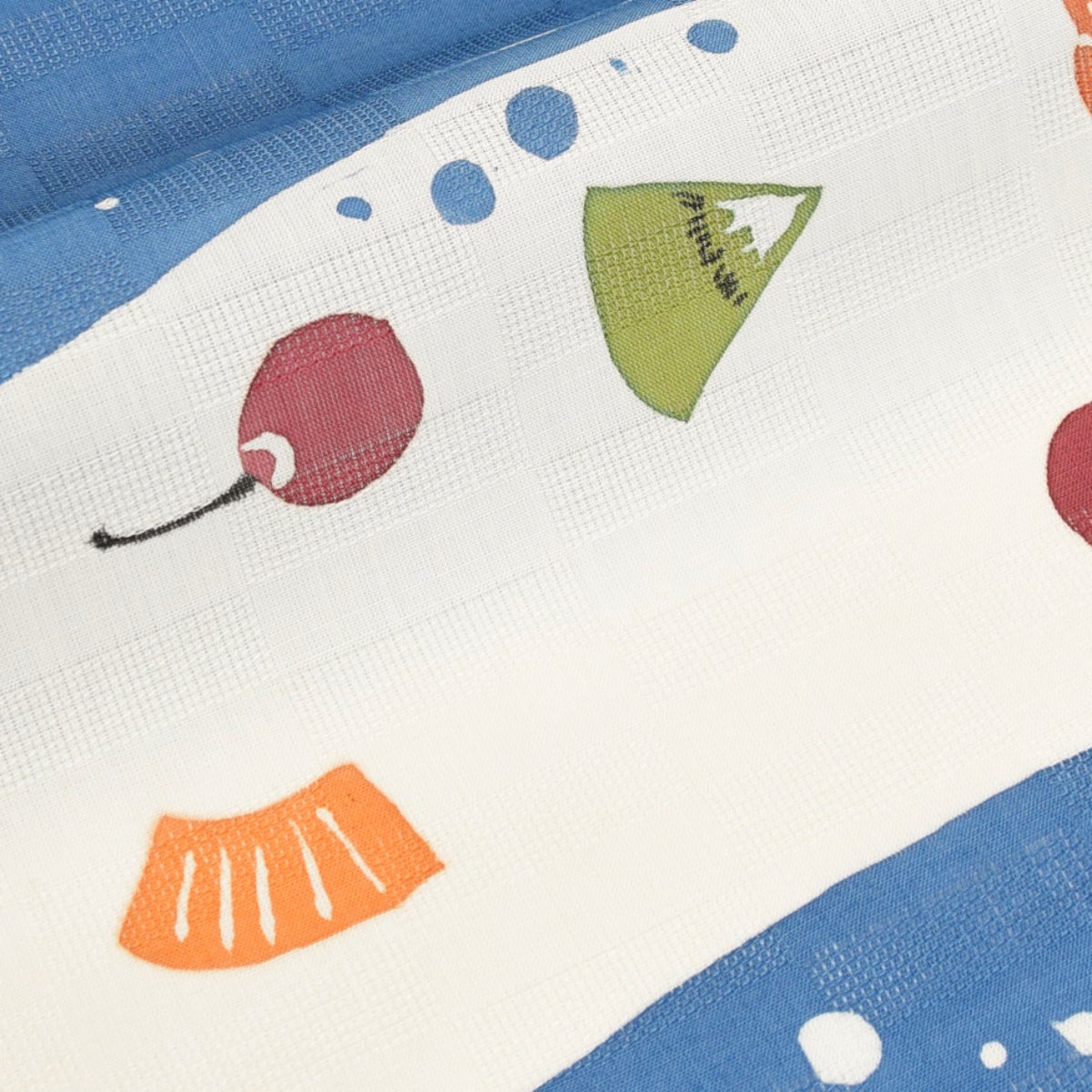 夏・単衣】竺仙 麻型染め名古屋帯 九寸 フルーツソーダ/ブルー | お