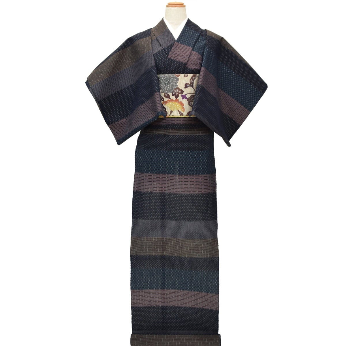 綿薩摩/薩摩絣 創作横段 手織り・正藍・横絣 /綿さつま | おべべほほほ