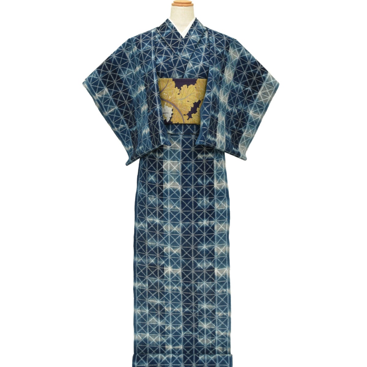 久留米絣 手織り・正藍・横絣 木綿の花 | おべべほほほ