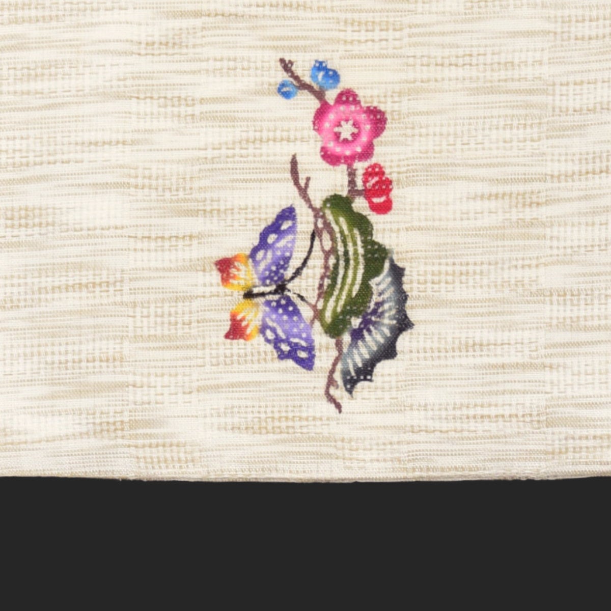 夏むき】 竺仙 紅型麻半巾帯 扇・紺/知念紅型研究所 麻半幅帯/麻半巾帯